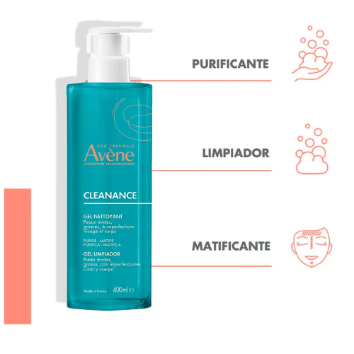 Avene cleanance gel limpiador 400 ml skinboutique guatemala